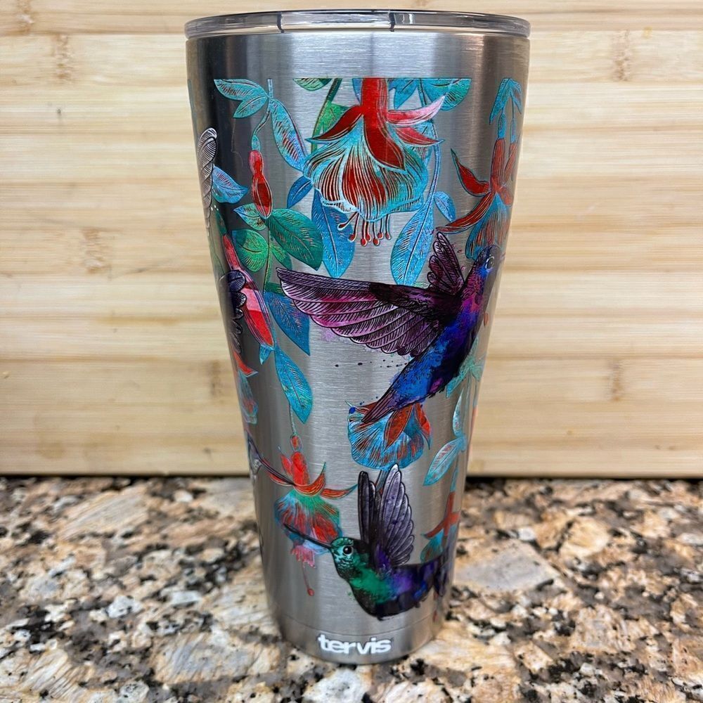 New tervis 30oz Stainless Steel “ COLORFUL HUMMINGBIRD”